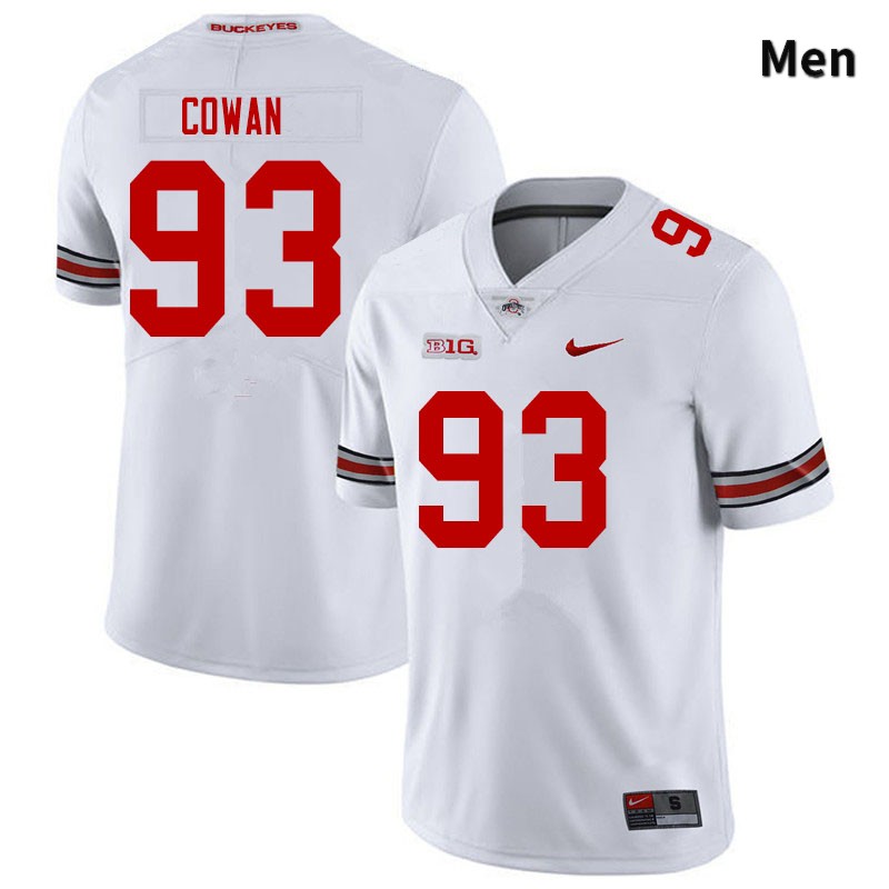 Ohio State Buckeyes Jacolbe Cowan Men's #93 White Authentic Stitched College Football Jersey